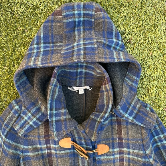 L.L. Bean Signature Women’s Wool Blend Duffle Coat Plaid Toggle Botton Trench 10 - Picture 2 of 11